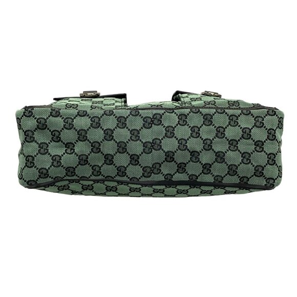 Auth GUCCI GG 272391 Green Black Jacquard Leather Tote Bag - Picture 5 of 16